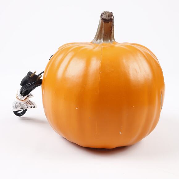 Pair of Intertek Plastic Light Up Halloween Pumpkin Jack-O-Lanterns & Bulbs - Picture 4 of 12